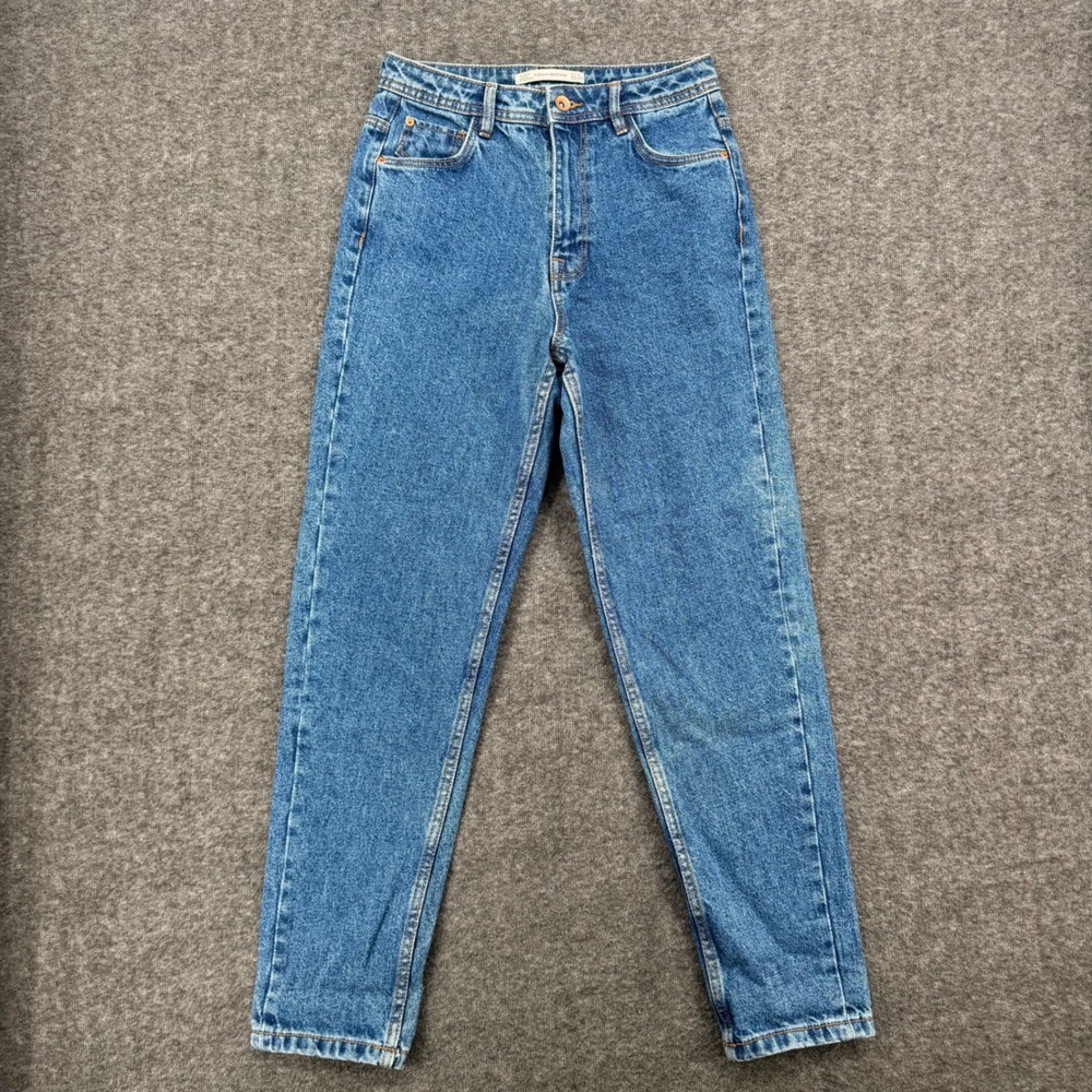Zara Trafaluc Women Medium Wash High Rise Tapered Mom Jean Size 2 Straight Curvy